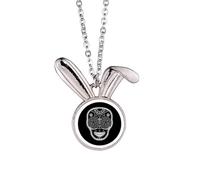 Collier avec pendentif lapin noir et blanc Mexique Jour des morts