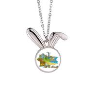 Collier avec pendentif lapin peint à la main Rio de Janeiro Brésil