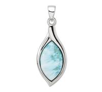 Collier avec pendentif Larimar poli en argent sterling 925 plaqué rhodium 12,8 mm pour femme