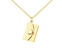 Collier avec pendentif lettre d'amour en forme de cœur en argent 925 - Cadeau de Noël ou de Saint-Valentin - Bijoux pour petite amie (doré)