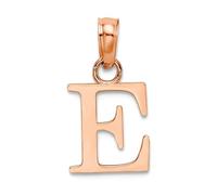 Collier avec pendentif lettre E Block en or rose 14 carats avec monogramme personnalisé pour femme