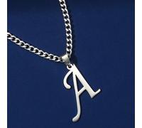 Collier Avec Pendentif Lettre En Acier Inoxydable Pour Hommes, Style Minimaliste, Adapté Aux Photos De Voyage À Porter, 1 Pièce L,M,S,H,A,T,O,X,B,C,D,E,F,G,I,J,K,N,P,Q,R,U,V,W,Y,ZAcier inoxydable