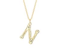 Collier avec pendentif lettre initiale géométrique simple en argent sterling 925 pour femme, accessoire de bijouterie, cadeau-N