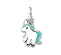 Collier avec pendentif licorne en argent sterling 925 plaqué rhodium bleu blanc noir 7,5 mm