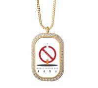 Collier avec pendentif logo Journée mondiale contre le cancer Ne pas fumer Bijou doré