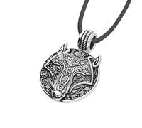 Collier avec pendentif loup Fenrir en argent sterling pour homme Mythologie viking nordique