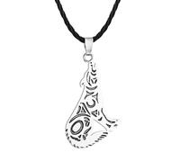 Collier avec pendentif loup hurlant celtique tribal assis pour homme - Pendentif en forme de loup païen - Pendentif légende - Chaîne de cou - Bijou amulette, Cuir