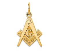 Collier avec pendentif maçonnique en or jaune massif 10 carats 11 mm pour femme