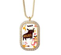Collier avec pendentif Madrid en cristal doré et corrida espagnole
