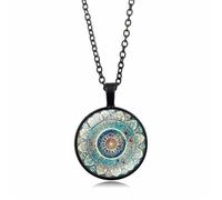 Collier avec pendentif mandala vintage, collier artistique spirituel bohème pour femmes et hommes, yoga, méditation, 1, Argent, Pas de gemme