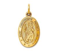 Collier avec pendentif médaille Saint Christophe en or jaune massif 10 carats 12 mm pour femme