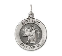 Collier avec pendentif médaille Saint Luc en argent sterling 925 massif satiné gravable mesurant 20 x 15 mm de large Bijoux pour femme, Argent sterling