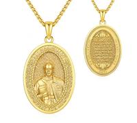 Collier avec pendentif médaille saint patron en or 14 carats pour homme | Bijoux de protection catholique, cadeaux religieux