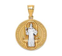 Collier avec pendentif médaille San Beito en rhodium 10 carats 24,33 mm pour femme