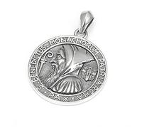 Collier avec pendentif médaillon rond en argent sterling 925 pour homme avec Saint Benoît, collier amulette religieuse
