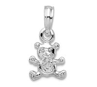 Collier avec pendentif mini ours en argent sterling 925 plaqué rhodium poli 3D pour femme
