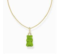 Collier avec pendentif ours en or vert et pierres plaquées or