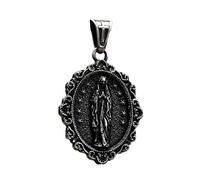 Collier avec pendentif ovale en forme de cœur de Jésus en acier inoxydable robuste - Pour un usage quotidien - Bijou élégant en acier inoxydable, taille unique, Comme décrit, Comme décrit.
