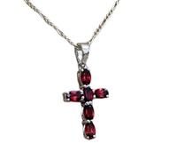 Collier avec pendentif ovale facetté en grenat naturel rouge 28 x 13 mm, en argent sterling 925, avec chaîne de 45 cm, énergie, passion, protection, chakra racine, cadeau pour femme | gmpd_0184