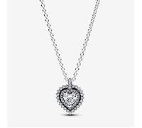 Collier avec Pendentif - PANDORA - Halo Cœur Scintillant - Argent Sterling - 45 cm - Oxyde de Zirconium