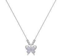 Collier avec pendentif papillon en argent sterling, zircon incrusté, collier papillon en argent avec pierre œil de chat, pour femme, bijoux élégants, chaîne réglable