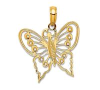 Collier avec pendentif papillon en or jaune massif 10 carats de 19,3 mm pour femme