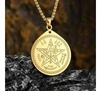 Collier avec pendentif pentagramme de sorcellerie mystique en acier inoxydable avec sceau de Salomon et amulette de la Kabbale