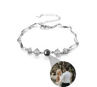Collier avec pendentif personnalisable avec projection de photo - Bijoux pour amoureuse de petite amie - Couple romantique - Cadeau photo personnalisé pour la fête des mères (B)