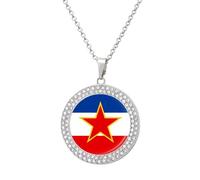 Collier avec pendentif personnalisé en diamant, drapeau national de la Yougoslavie, pour femme, bijoux à offrir pour un anniversaire