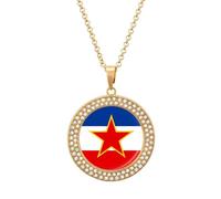 Collier avec pendentif personnalisé en diamant, drapeau national de la Yougoslavie, pour femme, bijoux à offrir pour un anniversaire