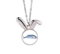 Collier avec pendentif petit lapin bleu océan
