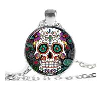 Collier avec pendentif photo en verre, pendentif croix géante en sucre, collier tête de mort, collier cabochon photo en verre, 2 ans
