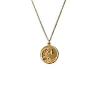 Collier avec pendentif pièce ronde vague marine en acier inoxydable plaqué or 18 carats avec camée gravé cercle colliers pour femmes filles mode bijoux anniversaire cadeaux, Piccolo, Acier inoxydable,