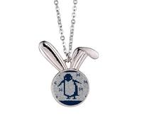 Collier avec pendentif pingouin en tricot nordique illusion lapin