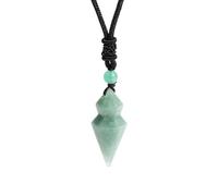 Collier Avec Pendentif Pointu en Pierre Hexagonale Et Cristal pour Homme Et Femme|Cordon Réglable, Perle en Pierre Précieuse, Breloque, Amulette, Ras Du Cou, Bijoux Cadeaux en Aventurine Verte
