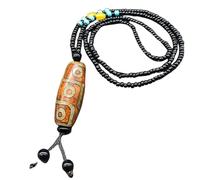 Collier avec Pendentif Porte-Bonheur En Perles Dzi À Neuf Yeux pour Homme et Femme, Style Bohème, Fait À La Main, Style Bouddhiste Tibétain, En Agate et Jade, Chaîne De Pull, Amulette Feng Shui