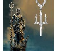 Collier avec pendentif Poséidon en alliage respectueux de l'environnement - Bijoux de dieu grec pour homme et femme - Collier avec pendentif inspiré des mythes, symbole de l'océan