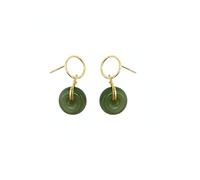 Collier avec pendentif pour femme en jade Hetian naturel couleur or, argent sterling 925, ensemble collier, boucles d'oreilles et bracelet pour femme, vert