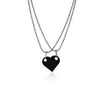 Collier avec pendentif puzzle multicolore en forme de cœur et pêche pour couple - Collier assorti pour femme et fille - Cadeau idéal pour la Saint-Valentin, l'amitié, Métal, withoutgem