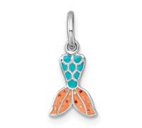 Collier avec pendentif queue de sirène en émail plaqué rhodium 7 mm