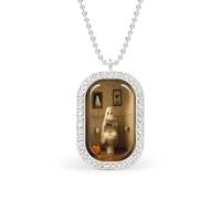 Collier avec pendentif rectangulaire en forme de fantôme pour Halloween, lecture de journaux, toilettes, bijoux en alliage pour femme
