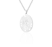 Collier avec pendentif religieux en acier inoxydable St Jude Thaddeus | Inspiré de la médaille catholique classique St Jude, symbolisant l'espoir dans l'adversité. Cadeau pour ceux qui recherchent