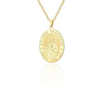 Collier avec pendentif religieux en acier inoxydable St Jude Thaddeus | Inspiré de la médaille catholique classique St Jude, symbolisant l'espoir dans l'adversité. Cadeau pour ceux qui recherchent