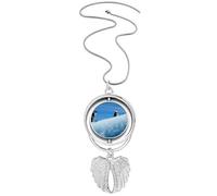 Collier avec pendentif représentant deux pingouins de l'Antarctique, image de la nature, ailes d'ange rotatives