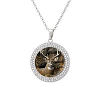 Collier avec pendentif rond en forme de cerf de camouflage personnalisable de 50,8 cm pour la Saint-Valentin