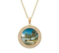 Collier avec pendentif rond en forme de plaque d'identité de chien de 50,8 cm - Collier souvenir souvenir pour la Saint-Valentin