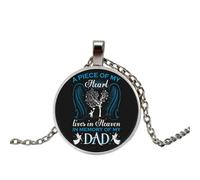 Collier avec pendentif rond en forme de S tibétain en verre - Cadeau « A Piece of My Heart Lives In Heaven In Memory of My Dad », 4
