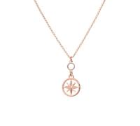 Collier avec pendentif rose des vents en argent 925 - Collier avec boussole simple et raffinée parfait comme idée cadeau pour une femme qui aime voyager - Modèle Venise, medium, Rhodium, Pas de gemme