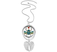 Collier avec pendentif rotatif en forme d'ailes d'ange d'Égypte Rouge/jaune/bleu
