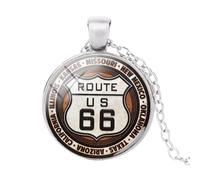 Collier avec pendentif Route 66 USA Route 66 Historique Route 66 Météo, Verre